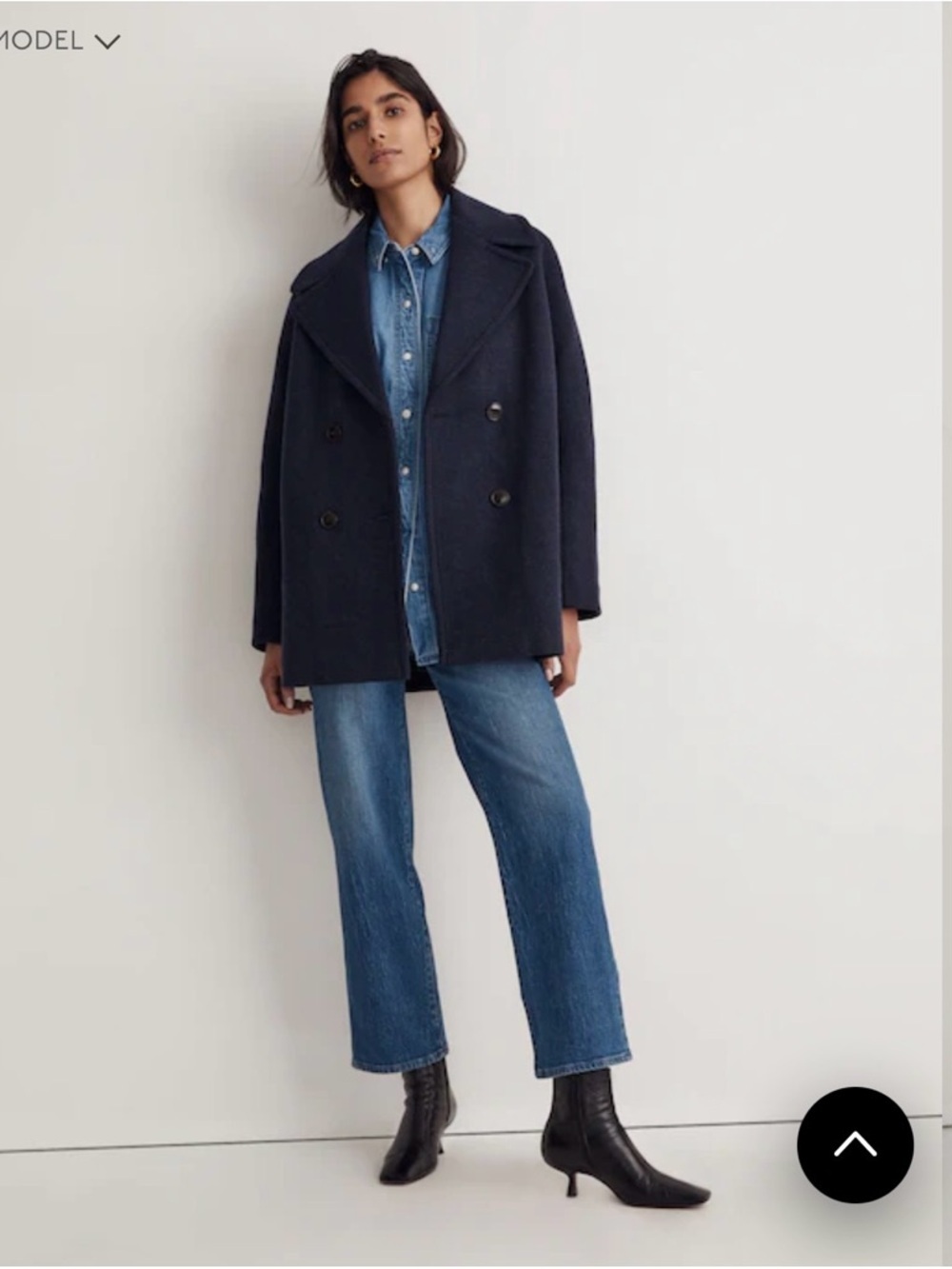 Madewell Oversized Double Breasted Wool Pea Coat Navy Blue Medium